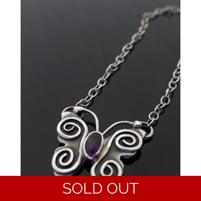 Small Butterfly Necklace  Amethyst title=